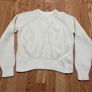 Faherty Cream Fisherman Crewneck Textured Knit Sweater